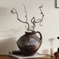 Wabiv vintage rustic textured pottery vessel for earthy wabi-sabi aesthetic