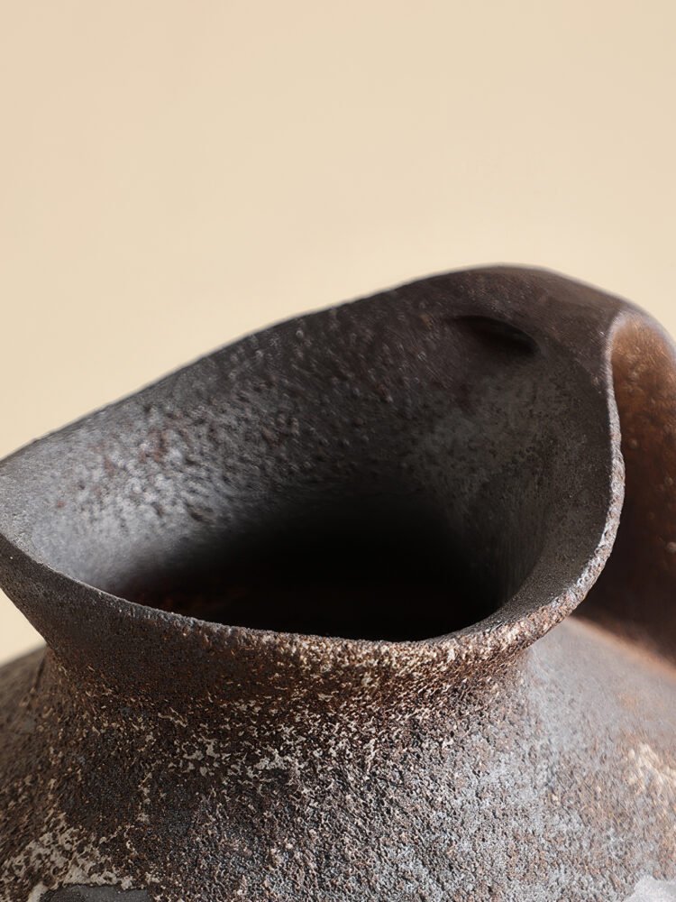 Wabiv vintage rustic textured pottery vessel for earthy wabi-sabi aesthetic