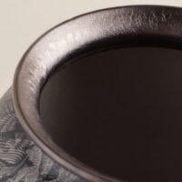 Wabiv aesthetic shell-patterned ceramic vessel for minimalist neutral home styling