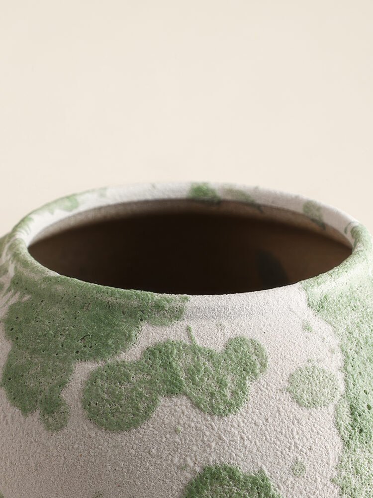 Wabiv deep green Wizard of Oz inspired rustic ceramic vase for organic styling