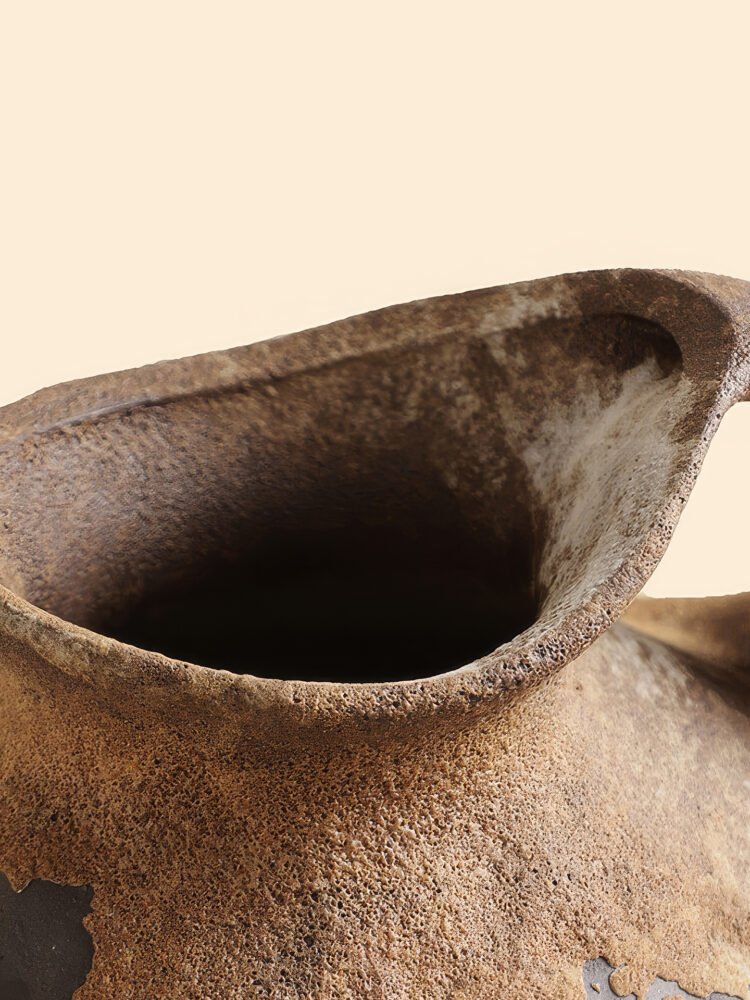 Wabiv traditional wabi-sabi style rustic ceramic flower vase with organic shape