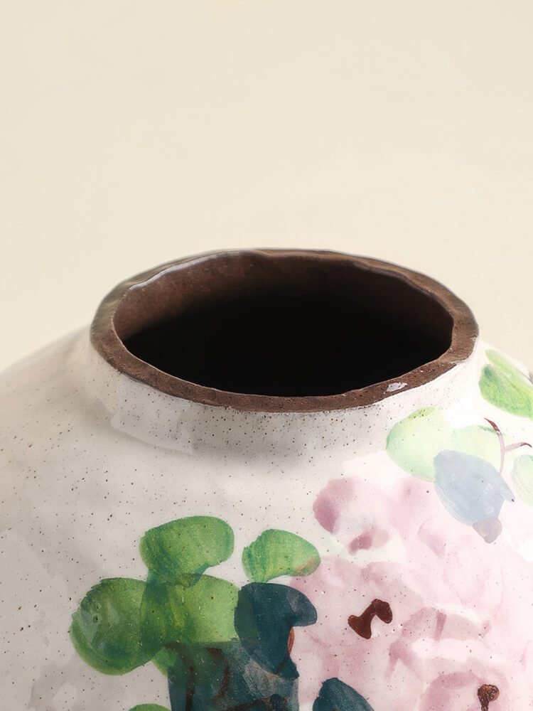 Wabiv gentle spring dawn glazed floral ceramic vessel for living room