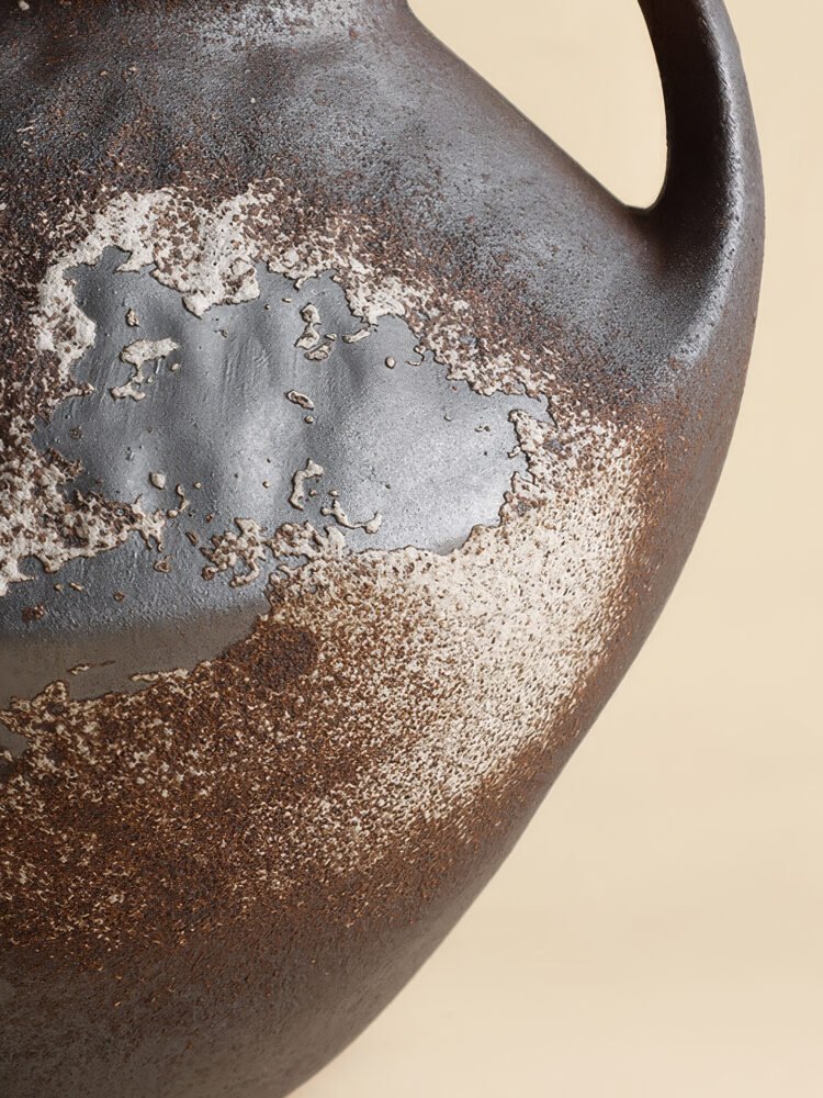 Wabiv vintage rustic textured pottery vessel for earthy wabi-sabi aesthetic