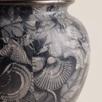 Wabiv aesthetic shell-patterned ceramic vessel for minimalist neutral home styling