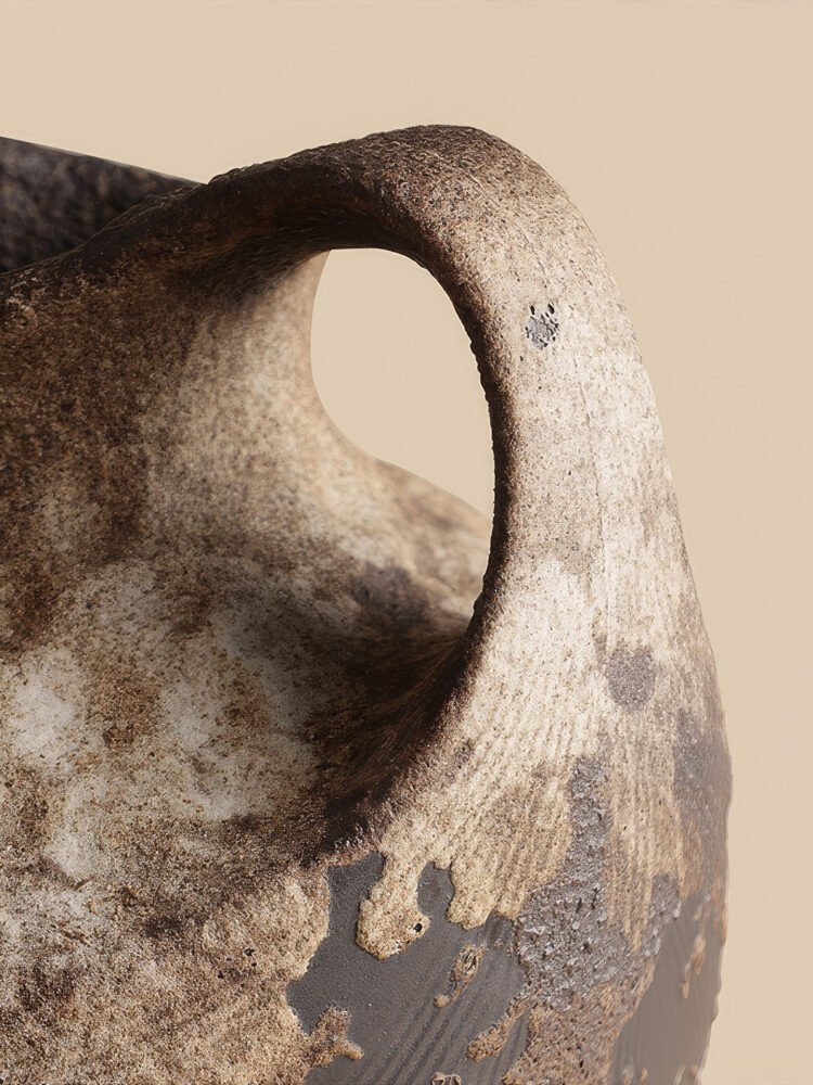 Wabiv dry-glazed earthy ceramic flower vessel with textured natural finish