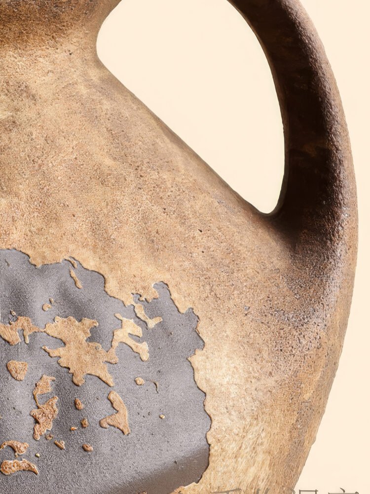 Wabiv traditional wabi-sabi style rustic ceramic flower vase with organic shape