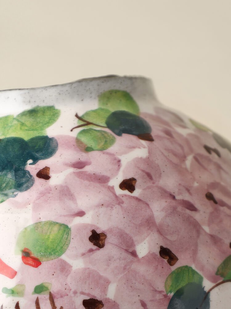 Wabiv gentle spring dawn glazed floral ceramic vessel for living room