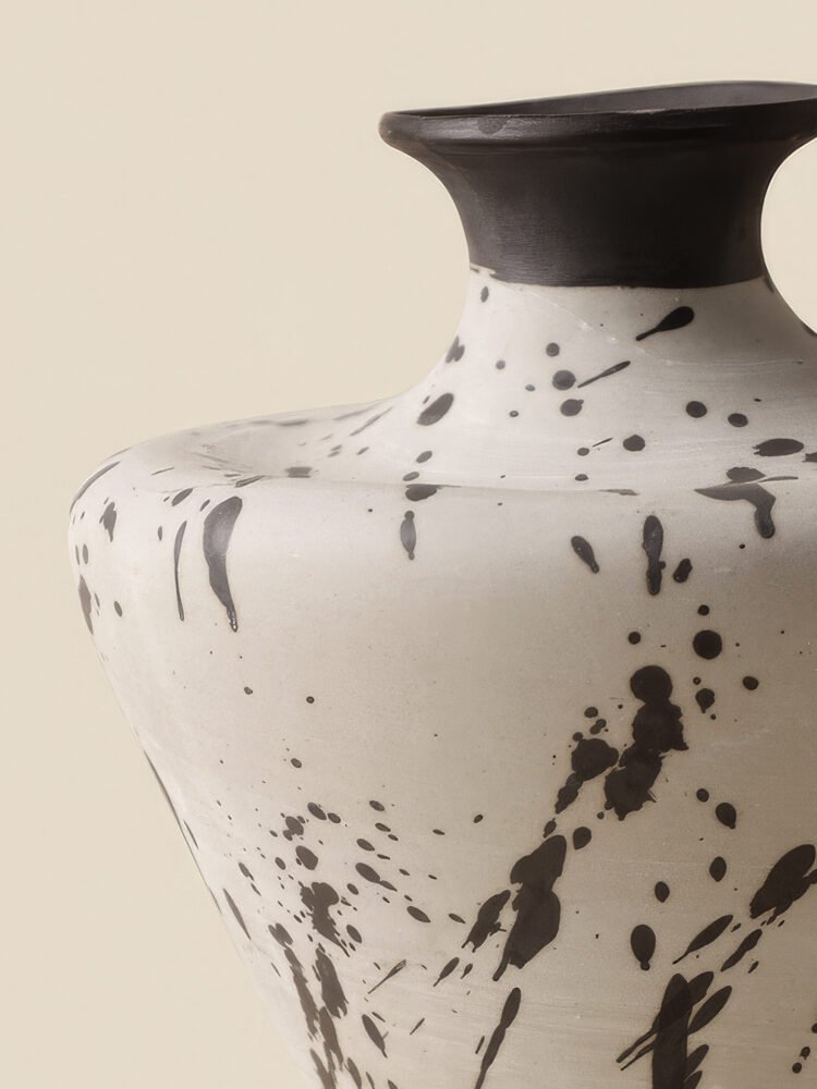 Wabiv artistic withered ink abstract ceramic vessel for contemporary decor