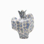 Premium luxury hand-painted cobalt blue dot pleat ceramic artisan statement vase