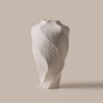 Modern mountain spiral sculptural ceramic art vase in matte obsidian black and marble white
