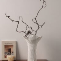 Wabi-sabi style architectural cloud pleated ceramic vase for living room decoration