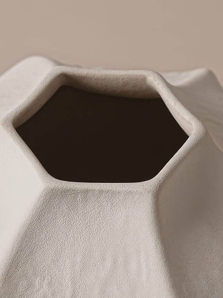 Modern mountain spiral sculptural ceramic art vase in matte obsidian black and marble white
