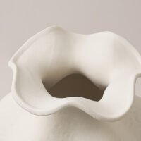 Minimalist cream white French style petal folded ceramic vase for elegant home decor