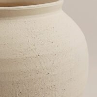 Traditional wabi-sabi style rustic wide mouth grounding pottery jar stoneware vase