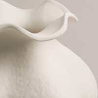 Minimalist cream white French style petal folded ceramic vase for elegant home decor