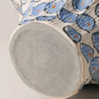 Premium luxury hand-painted cobalt blue dot pleat ceramic artisan statement vase