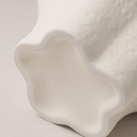 Minimalist cream white French style petal folded ceramic vase for elegant home decor